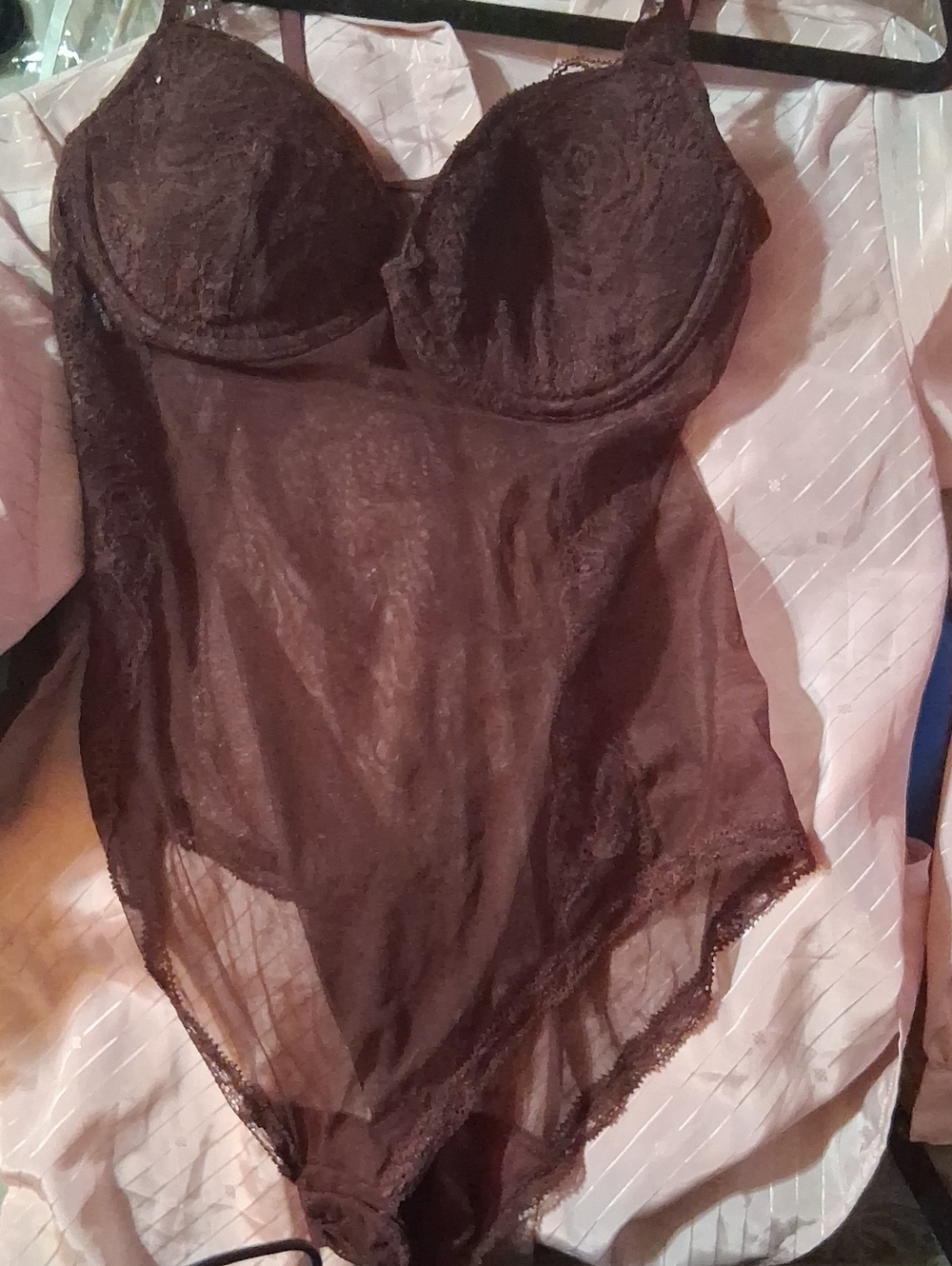 La Perla Chocolate Brown Sheer Lace Bodysuit
